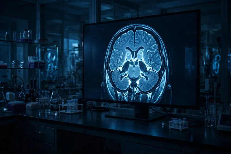 Brain scan imagery illustrating the neurological mystery behind Christina Applegate's misdiagnosis