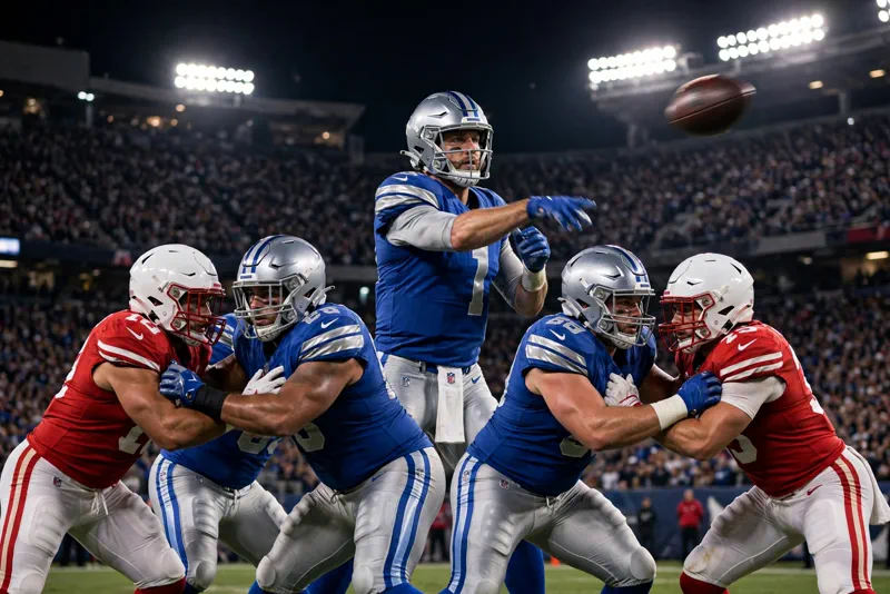 Jared Goff throws a deep pass during the Detroit Lions' dominant Week 5 win