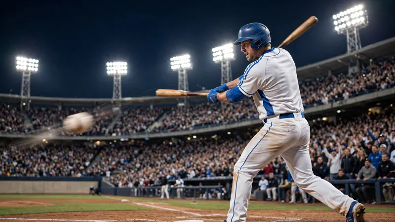 Batter launching a two-run homer deep to left field during the Dodgers' Game 3 NLDS win in Atlanta