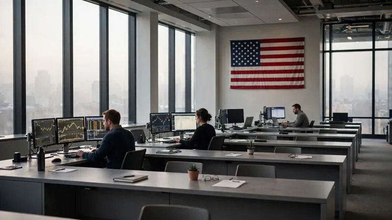 New York Stock Exchange building on a quiet Columbus Day trading session