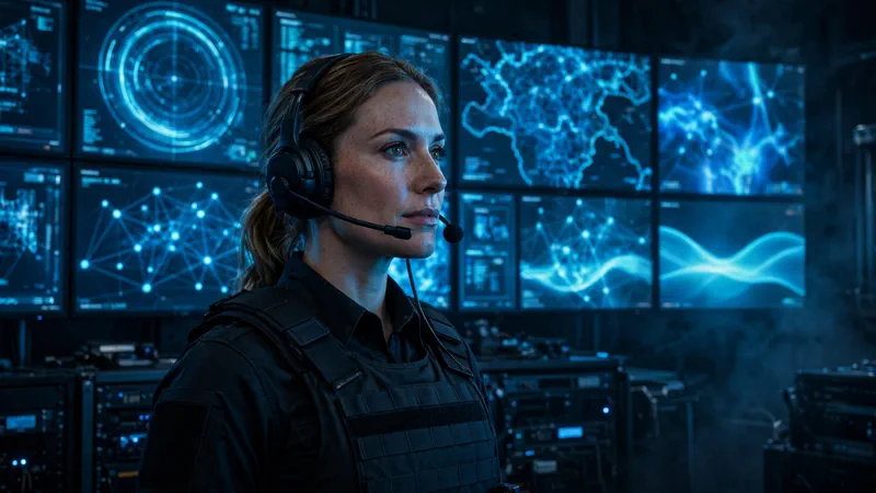 A female CIA team leader in tactical gear inside a glowing command center, the Lioness season 3 finale ratings story