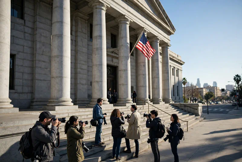 The Los Angeles federal courthouse where Greg Lui was arraigned on federal smuggling charges