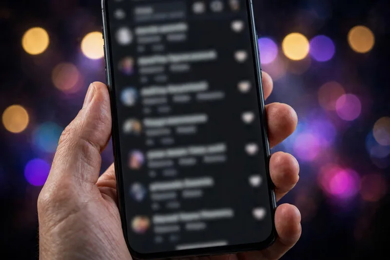 A hand holding a smartphone showing a social media comment thread, the Lady Gaga TikTok moment