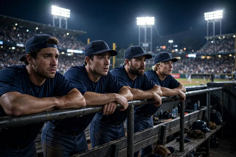 Cleveland Guardians dugout watching Game 6 of the ALCS at Tropicana Field