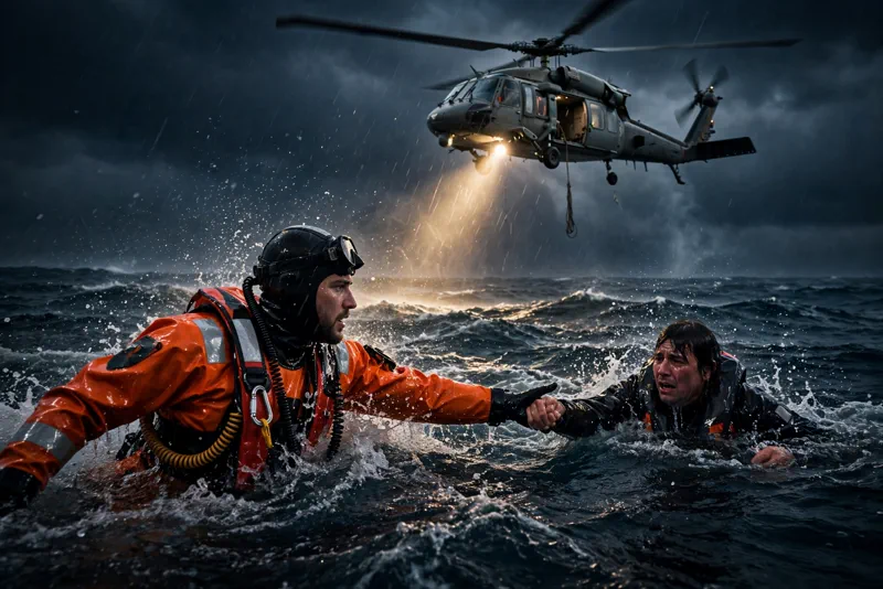 Rescue scene off the Baja coast.