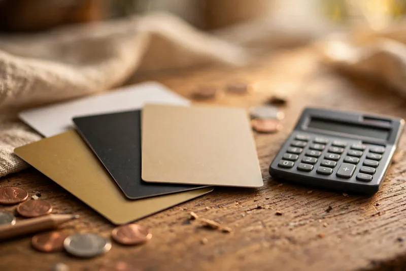 Credit cards and a calculator on a desk showing how rate hikes raise monthly payments