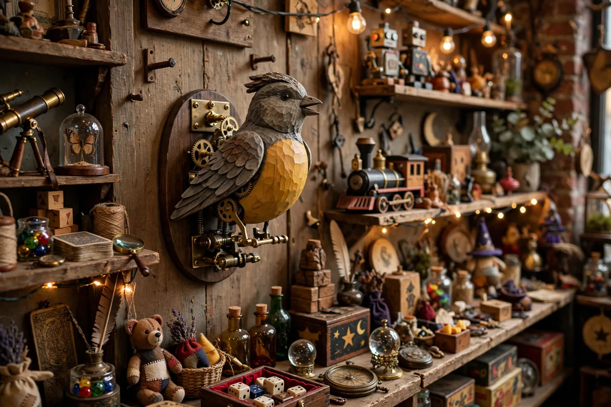 Featured image: Kelly Clarkson in a Brooklyn toy shop at the center of the viral feud over a wooden bird automaton