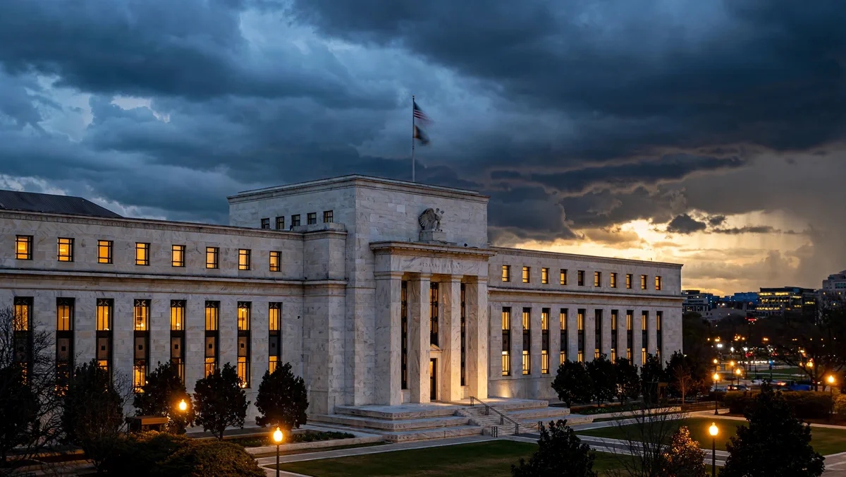 The Federal Reserve headquarters in Washington DC at dusk, as economists predict a December rate hike