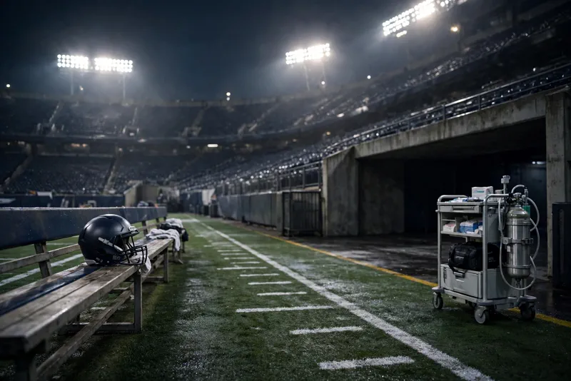 Medical cart waiting on the Bears sideline after Cole Kmet's season-ending knee injury