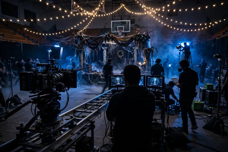 Behind the scenes of a streaming horror series production like Mike Flanagan's Carrie