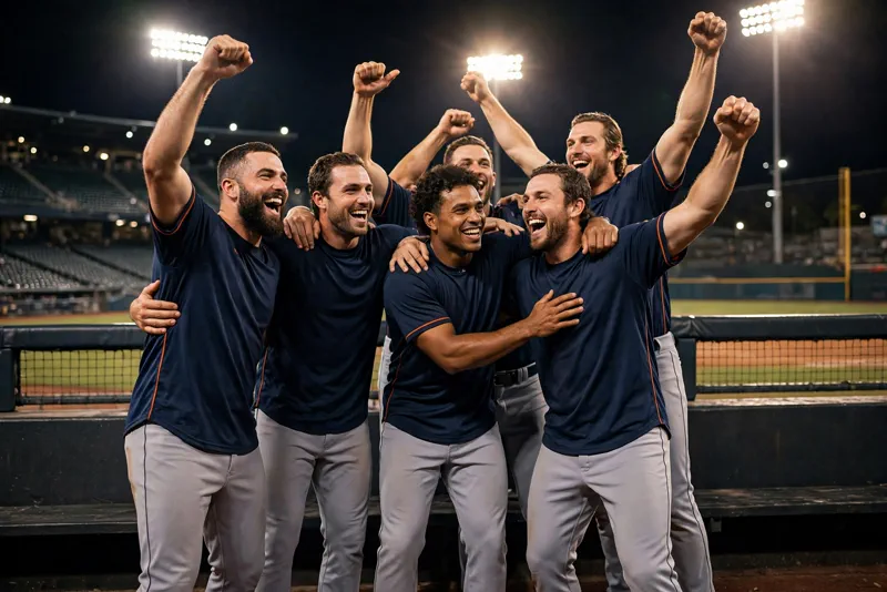 Milwaukee Brewers celebrate a playoff win in the dugout