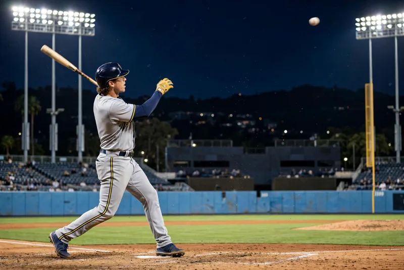 Jackson Chourio launches a leadoff home run at Dodger Stadium