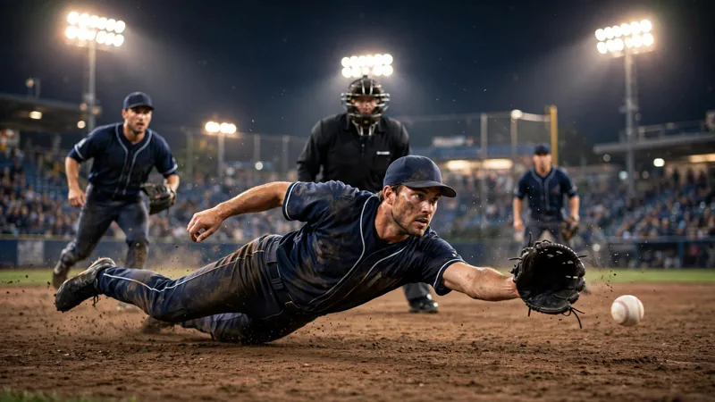 Baseball bouncing past the third baseman's glove on a routine grounder