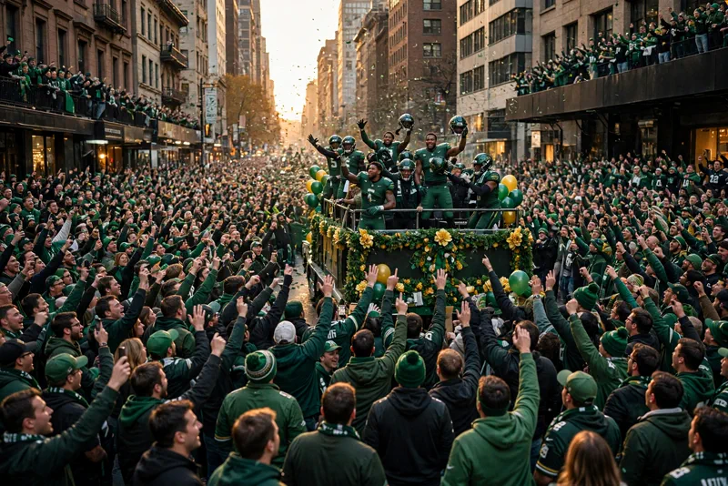 Eagles fans pack Broad Street during a Super Bowl victory parade