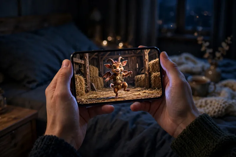 Watching the Rumpelstiltskin TikTok meme on a phone at night
