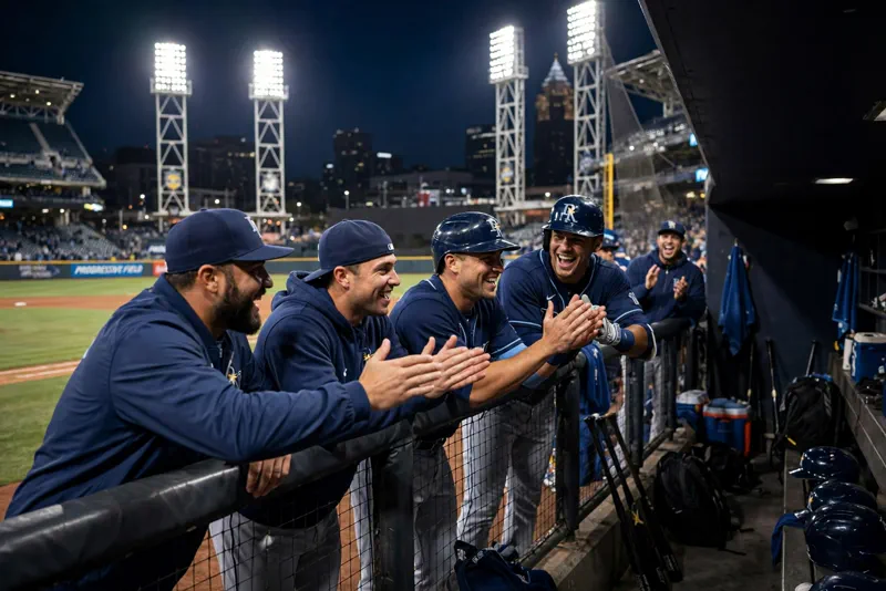 Rays dugout celebration.