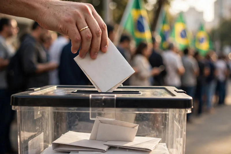 A voter casts a ballot in Brazil's presidential election