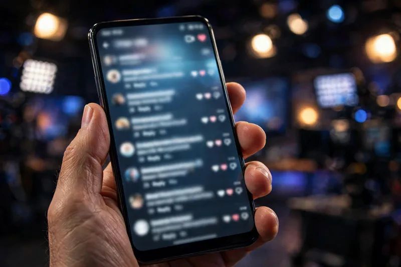 Close-up of a smartphone showing social media comments on a viral video