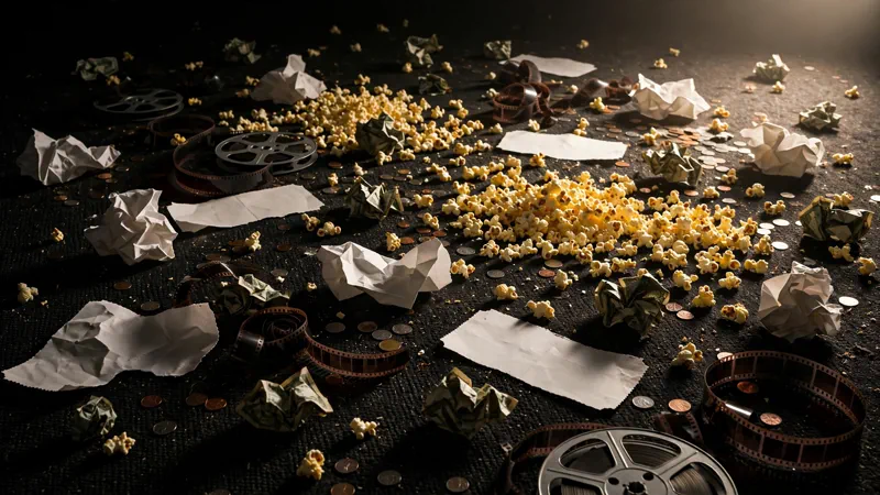 Spilled popcorn and money on a cinema floor illustrating the Digger box office flop